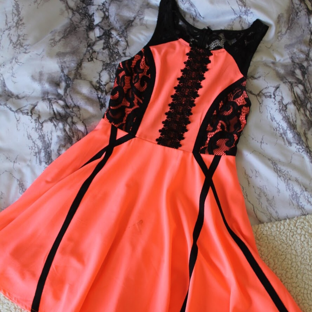 Pink and Black Mini Dress